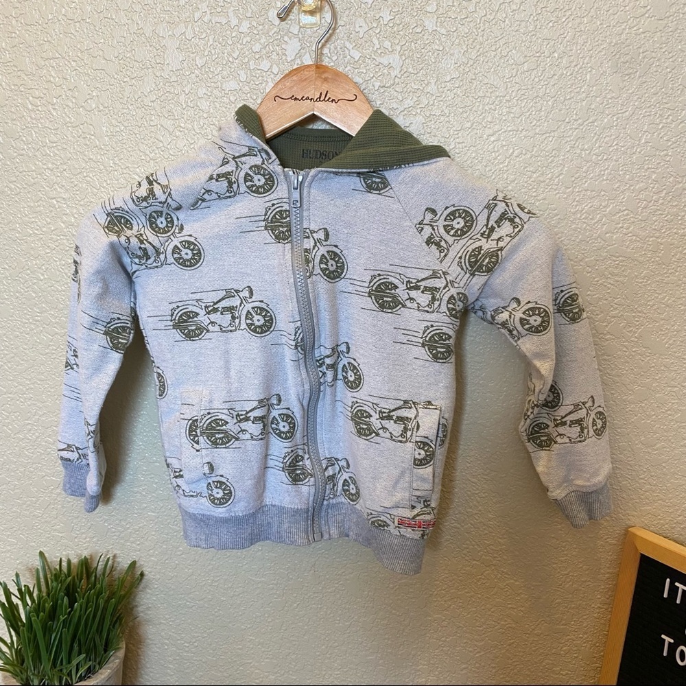 Hudson‎ motorcycle hooded full zip sweatshirt
